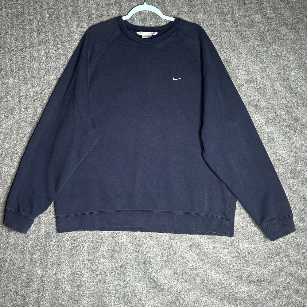 Vintage‎ Nike Mini Swoosh Crewneck Sweatshirt Men Size 2xl Navy Blue